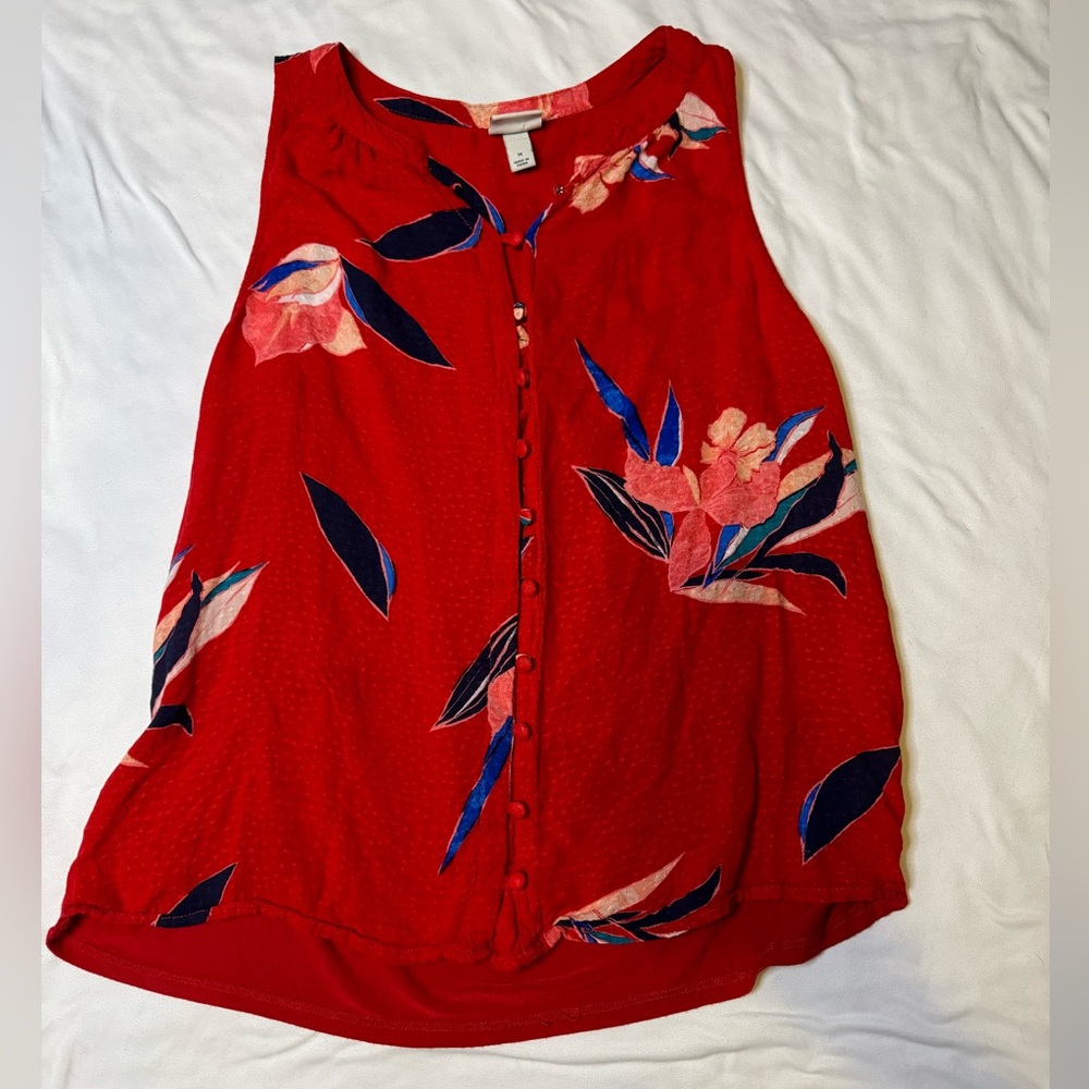 a new day red flower top size m